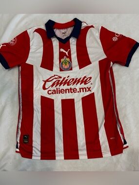 PUMA Soccer Futbol Chivas Mexico Jersey Player Version Red White Stripes Mens M